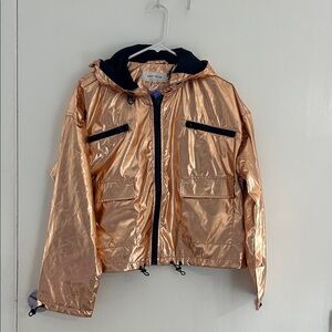 Metallic Gold Bomber Jacket with Black Details